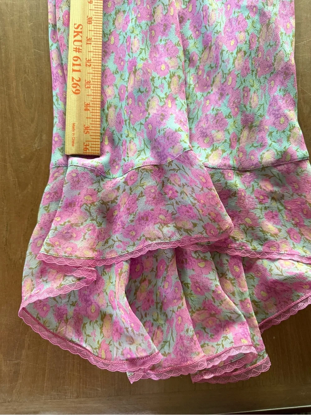 Y2K Sheer Floral Slip Dress Pink Mint Fairy Coquette Small